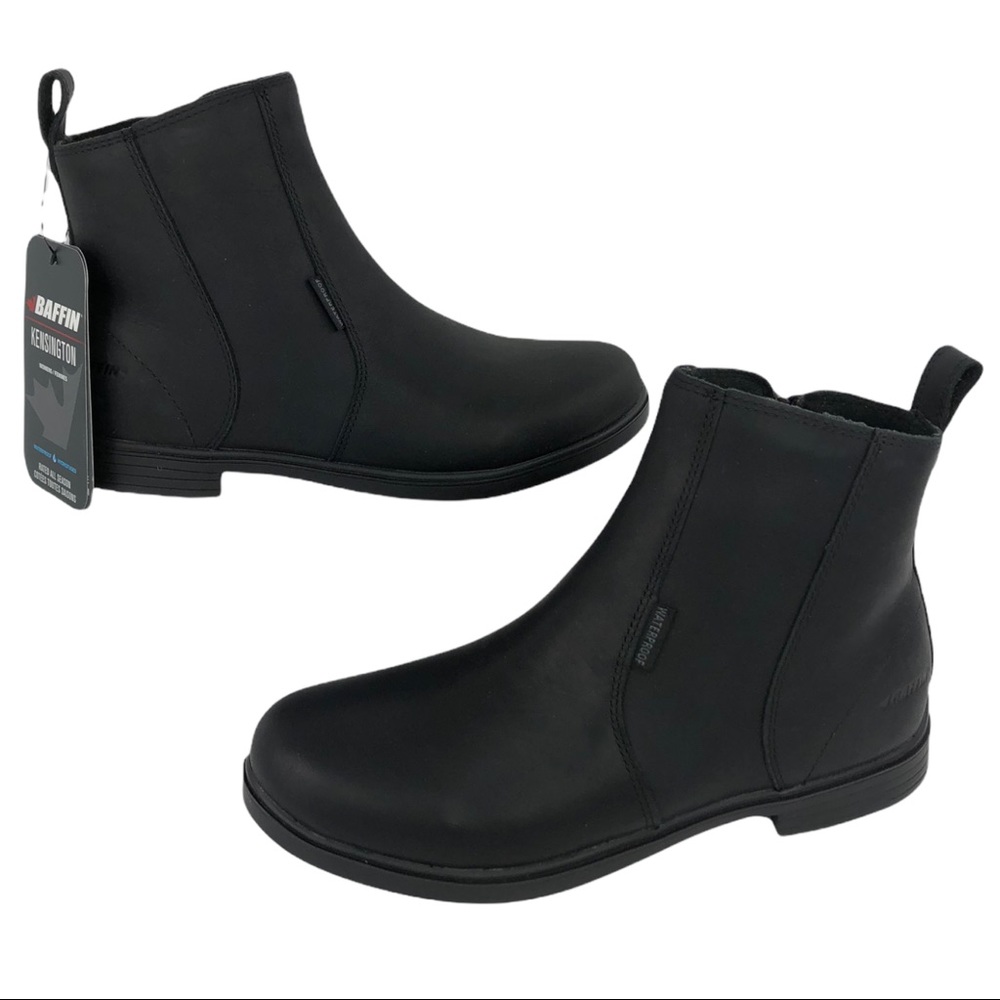🆕 Baffin Kensington All Seasons Waterproof Black Leather Slip-On Chelsea Boots
